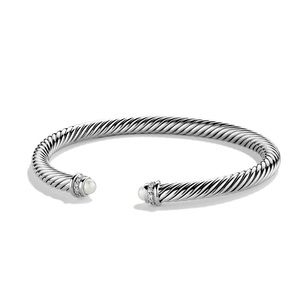 NEW David Yurman Cable Bracelet Diamond & Pearl
